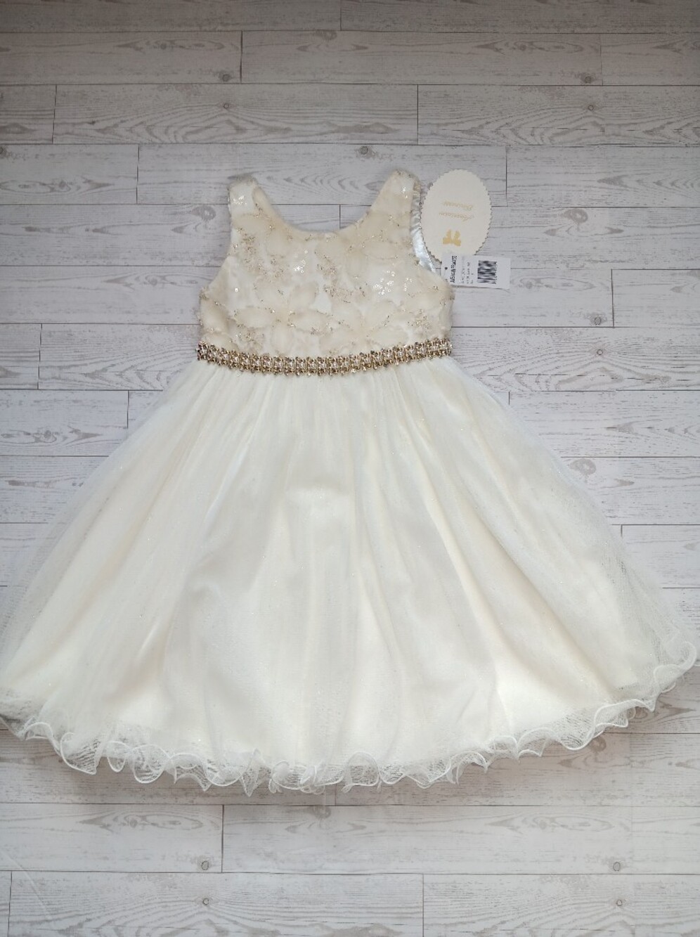 NWT American Princess Girl's Pearl Beaded Ivory Dress Formal Size 4